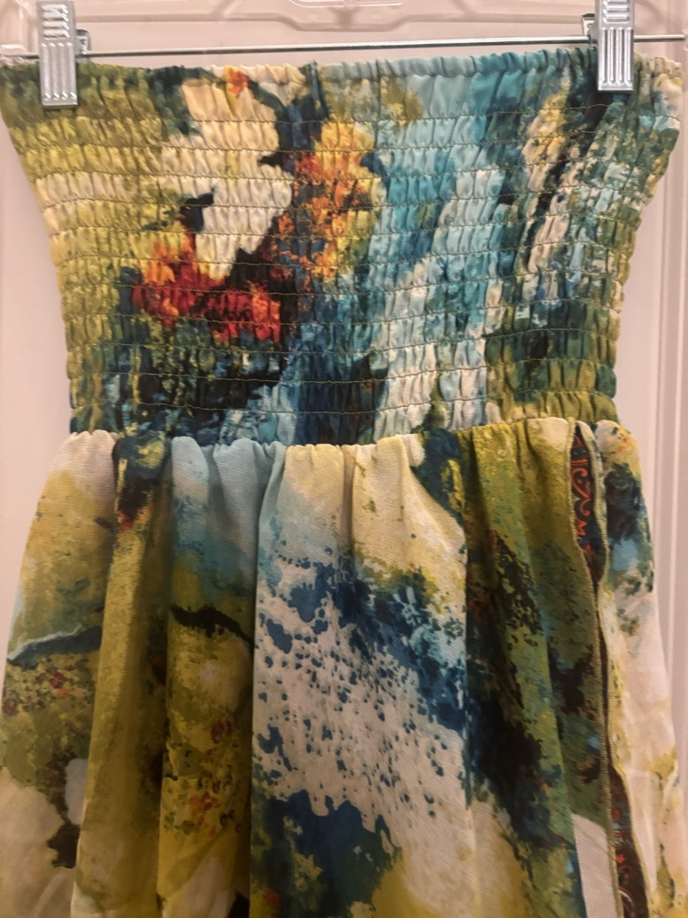 Women’s Strapless Floral High-Low Layered Dress in Multicolor RUNS SMALL - Picture 7 of 10